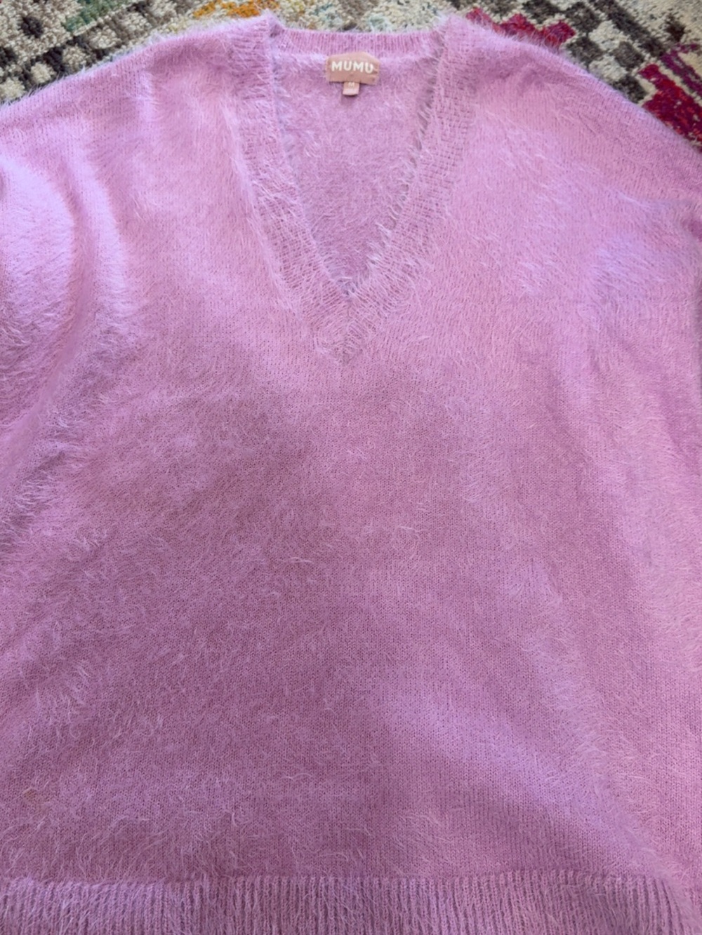 Mumu V-Neck Fuzzy Knit Sweater
